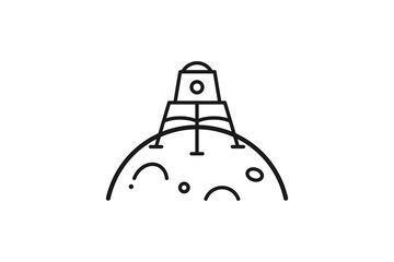 Lunar Lander Craft Landing on the Moon Craters Surface for Space Exploration © Bayu