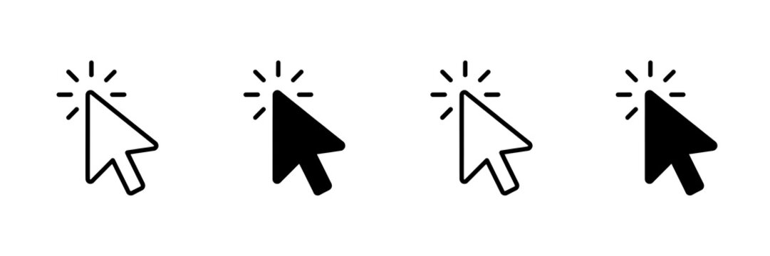 Set of computer mouse pointer arrow icons for website interface with interface navigation software computer internet