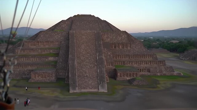 Sunrise over the ancient pyramids of Teotihuacan.