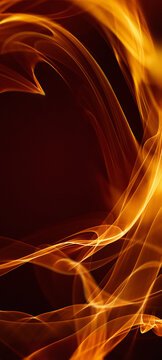 Flames and Smoke Create Unique Patterns in Dark Background at Night