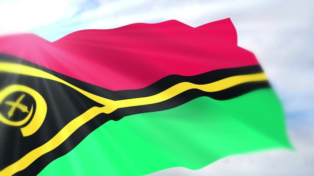 Vanuatu Flag Seamless Loop 4k 60fps on Sky Background