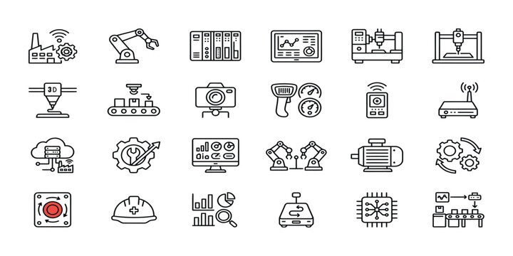 Electric Vehicle Charging Station and EV Infrastructure Line Icon Set, Electric Car Charger, EV Battery, Charging Cable, Renewable Energy Vector Collection