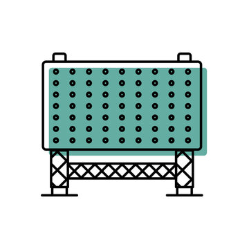 Pictogramme vectoriel d&rsquo;un &eacute;cran LED g&eacute;ant install&eacute; sur une structure en treillis. Illustration pour concert, festival, spectacle, sc&egrave;ne ou production &eacute;v&eacute;nementielle.