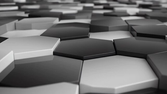 Abstract background with alternating black and white hexagons.
