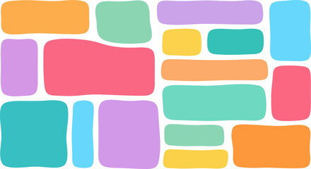 Fototapeta premium Colorful Doodle hand drawn frames with irregular uneven shapes, curved painting frameworks, organic forms squares with wavy rough edges, playful design for modern rounded blocks , irregular rectangle
