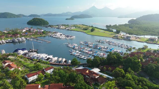 Aerial view of the Marina Bracuhy near the town of Angra dos Reis in Brazil