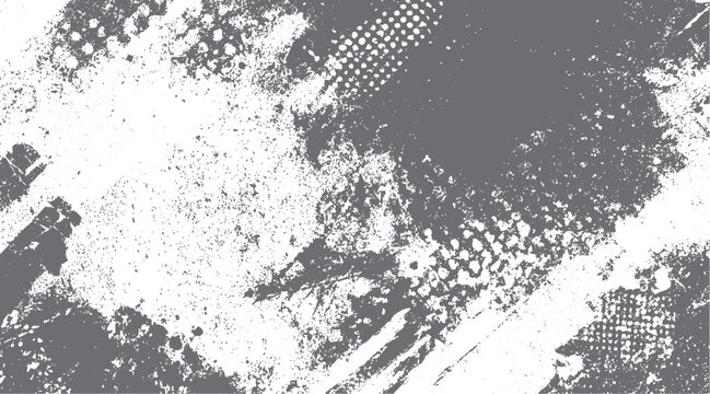 Abstract grey and white textured background with distressed grunge and halftone dots