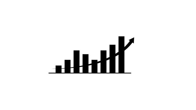 Bar graph increasing in height over time white background footage