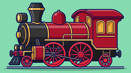 Retro Red Steam Locomotive Train Engine Vector Illustration for Transport Concept © MuhammadHaris