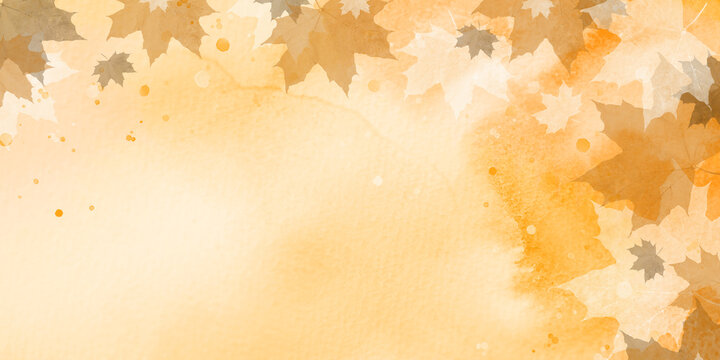 Watercolor autumn background with a leaf pattern