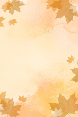 Watercolor autumn background with a leaf pattern © Anna