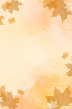 Watercolor autumn background with a leaf pattern