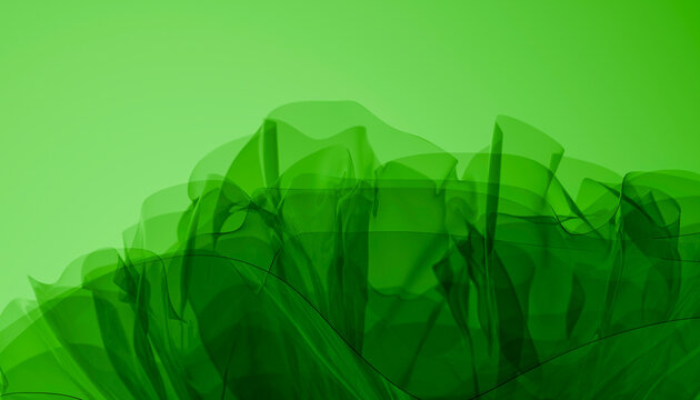 Abstract green translucent wave background with copy space