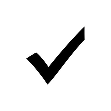 Black check mark icon for task completion isolated on transparent background