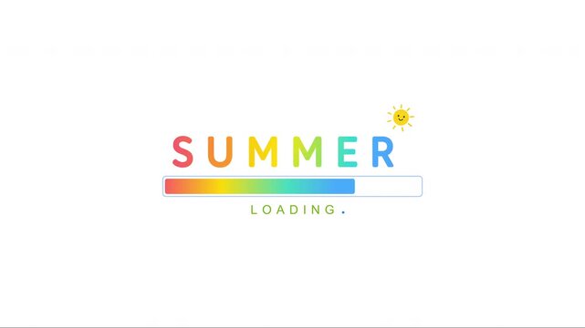 Summer Loading Progress Bar Animation with Rainbow Gradient Progress Indicator on White Background