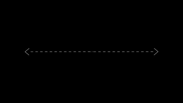 glowing horizontal dashed line expand with animated arrows and moving dots on black background.