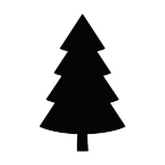 Fototapeta premium Simple black pixel art christmas tree illustration illustration