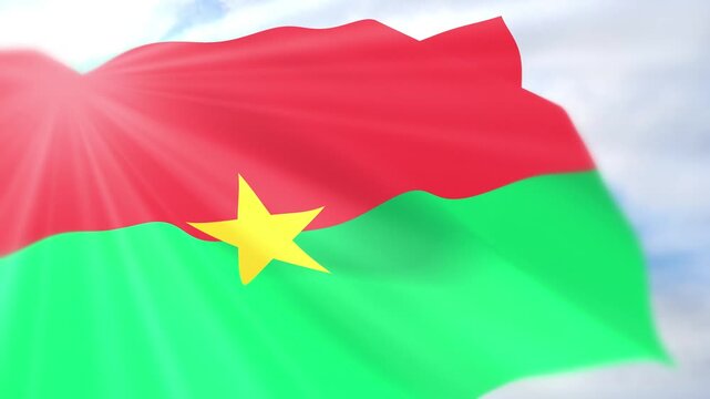 Burkina Faso Flag Seamless Loop 4k 60fps on Sky Background