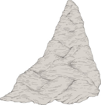 Rugged rocky mountain with a high summit dominating the dramatic landscape