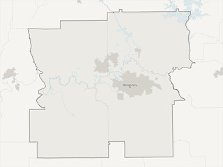 Fototapeta premium Montgomery metropolitan area vector map with county boundaries, urban footprint and hydrography, Alabama, USA