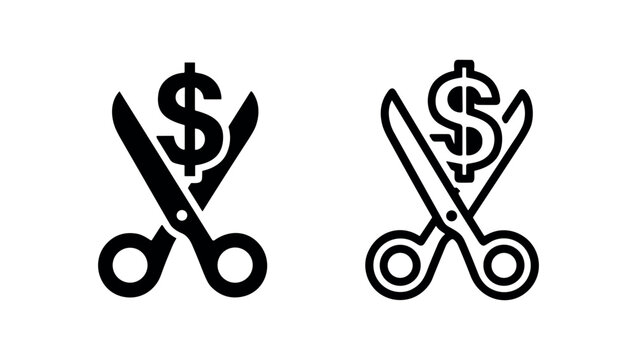Budget Cost Cutting Scissors and Dollar Icon
