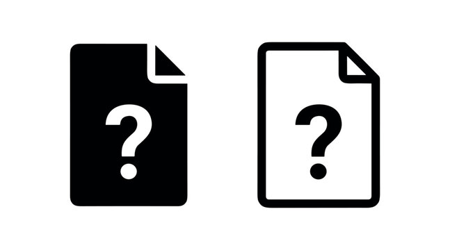Document with Question Mark Icon - Symbol for Help, FAQ, and Unknown