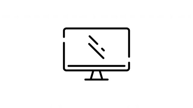 Computer Monitor Animated Icon With Alpha Channel. Digital Display, Screen Technology, And Workstation Equipment Motion Graphic. On Transparent Background
