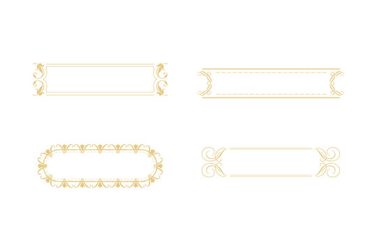 Luxury Gold Decorative Border Frame Set Isolated on Transparent Background PNG