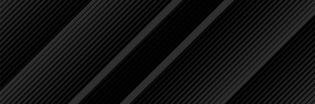 Black oblique straight line background. Masculine dark linear abstract wallpaper. Elegant luxury striped gradient texture. Grey diagonal lines backdrop for flyer, banner, poster, presentation. Vector