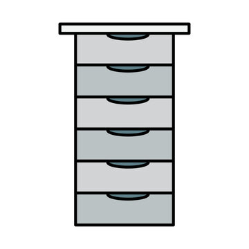 Drawer cabinet icon symbolizing office storage, document organization, filing system, workplace furniture, and administrative equipment