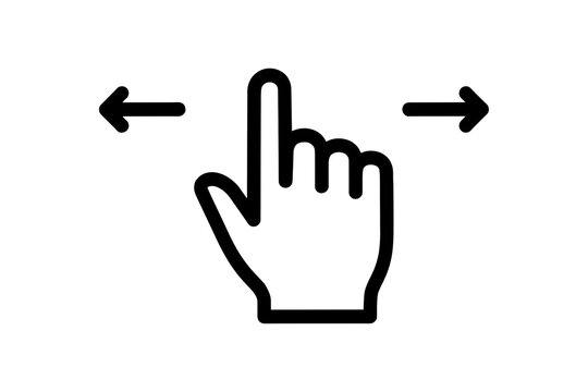 Horizontal swipe gesture icon with hand cursor and directional arrows direction horizontal interface navigation interactive