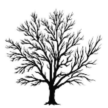 Simple black and white tree illustration with bare branches illustration