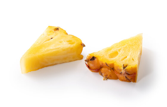 Fresh cut pineapple fruit isolated on white background with clipping path.