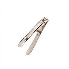 Fototapeta premium Nail clipper tool for personal grooming hygiene and manicure care isolated on transparent background for digital design and beauty applications.