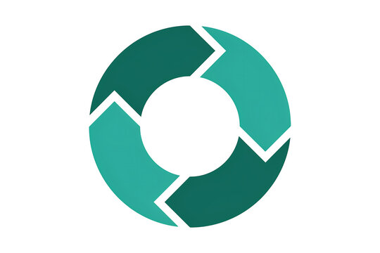 Green circular cycle process diagram with four arrows business workflow circular management strategy planning development rotation sustainability
