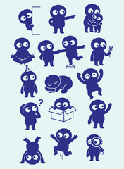 Obraz premium Cheerful Shadow Character Collection With Learning And Playing