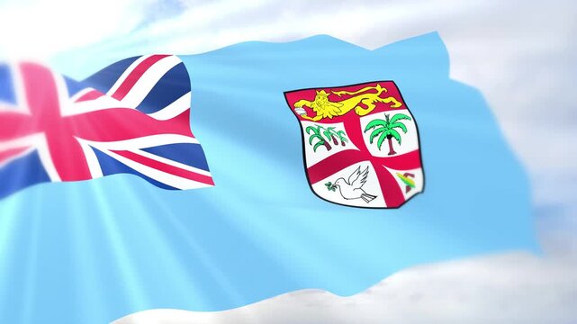 Fiji Flag Seamless Loop 4k 60fps on Sky Background
