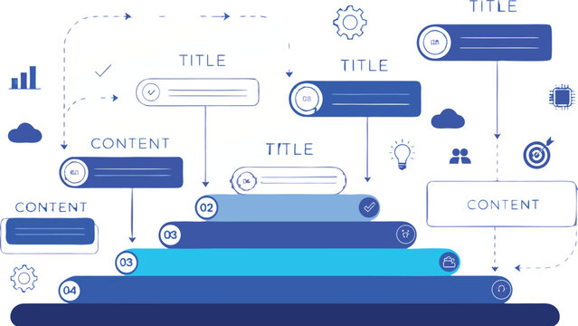  Blue workflow timeline process pyramid chart vector element for strategic corporate presentation layouts
