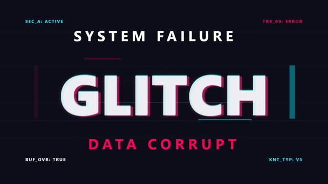 System Failure Notification with Glitch Text and Digital Data Corruption