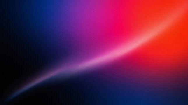 Abstract Grainy Gradient Background with Neon Light Streak, Vibrant Red Pink Blue Cyberpunk Dynamic Light Beam Texture for Modern Wallpaper Banner Cover