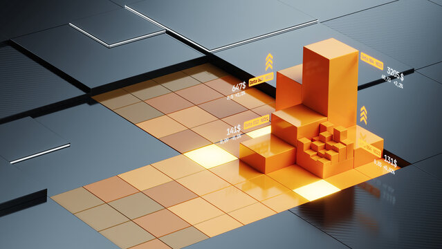 Finance and investment stock market trading chart concept. Business data graph chart. 3d illustration