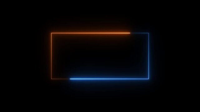 Animation of glowing neon rectangles abstract background. abstract glowing blue neon rectangle border frame. Motion graphics of tow ton rectangle picture fram