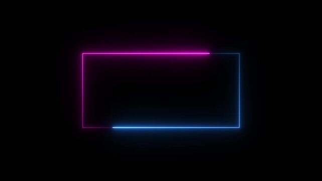 Animation of glowing neon rectangles abstract background. abstract glowing blue neon rectangle border frame. Motion graphics of tow ton rectangle picture fram