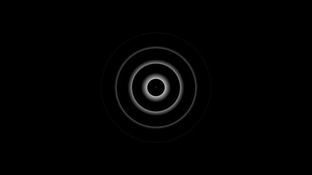 Digital Radio wave circle background. Radio station signal icon 4k animation. Simple White Concentric Circles on Black Background Keywords: circle, concentric, geometric,