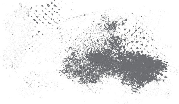 Grey textured abstract background with scattered dots and splatters on white grunge distressed