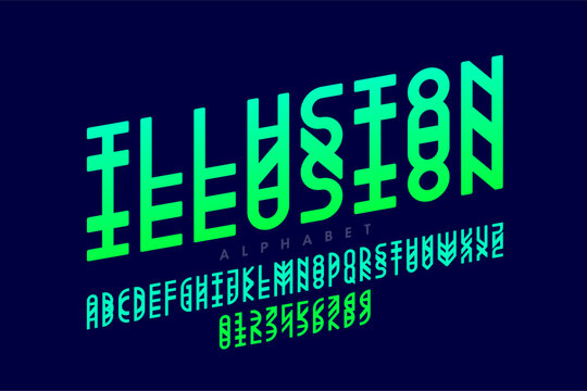 Optical Illusion Font | Modern 3D Alphabet & Numbers Vector Design

