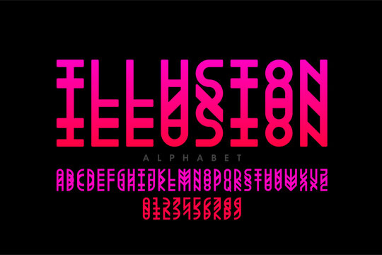 Optical Illusion Font | Modern 3D Alphabet & Numbers Vector Design

