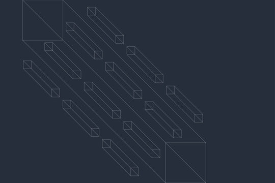 Grey wireframe rectangular prisms on dark background.
