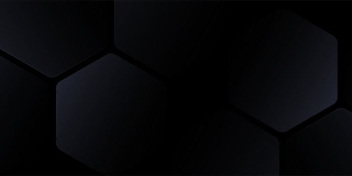 Black 3D vector hexagonal technology abstract background. Abstract modern technology futuristic background with black 3D honeycomb shapes. Vector illustration