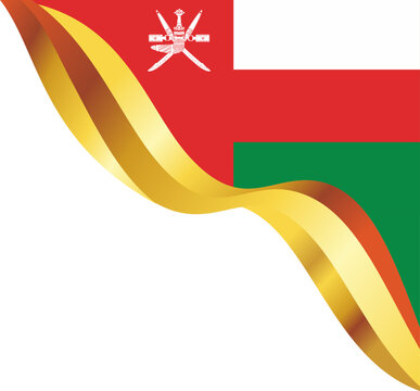 Oman Waving Flag Ribbon Banner